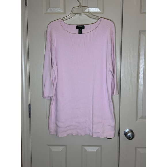 Lauren Ralph Lauren Sweaters - Lauren Ralph Lauren Sweater Womens 3X Pink Excellent Ribbed Cotton Boat Neck